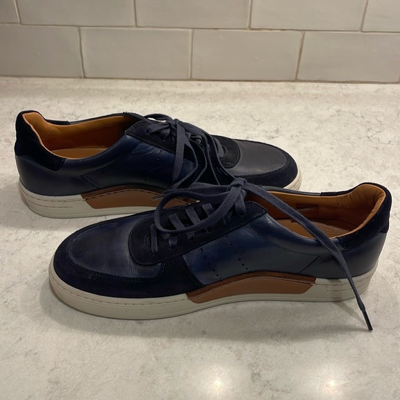 Magnanni Shoes, Black Leather and Suede Sneakers, size 9 - Picture 5 of 9